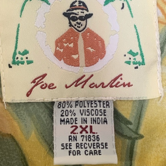 Joe Marlin Hawaiian Shirt Yellow Floral Tropical Sz 2XL Textured - Picture 4 of 7